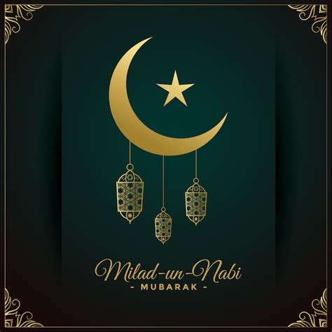 Free Vector | Milad un nabi golden wishes card design