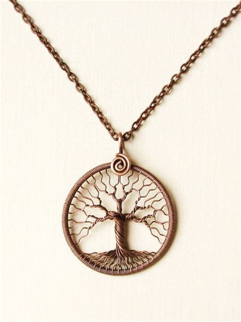 Arbre De Vie Fil De Cuivre Enroul Arbre G N Alogique Pendentif Rond