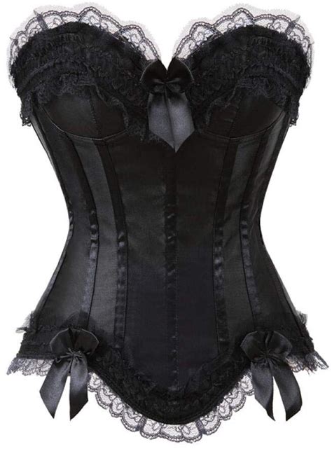 Home Wang Sexy Satin Lace Overlay Corsets And Bustiers Victorian