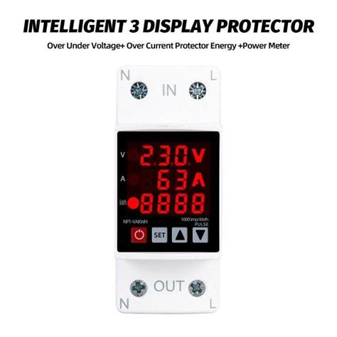 In A A V Display Din Rail Adjustable Over Under Voltage Surge