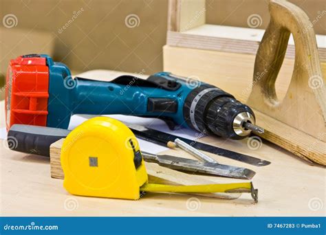 Joiner s tools stock image. Image of pencil, surface, workbench - 7467283