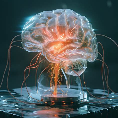 Illuminated Human Brain Amidst Neural Connections Depicting Cognitive