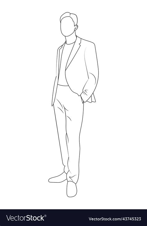 Businessman In Suit Full Body Sketch Royalty Free Vector