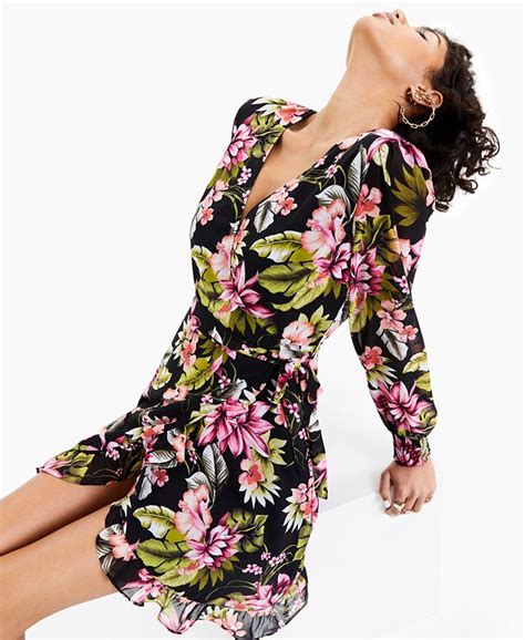 Bar Iii Floral Print Wrap Dress Created For Macys Macys