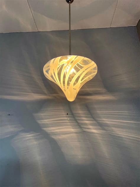 Mid Century Modern Tornado Design Murano Clear Glass Art Pendant Light