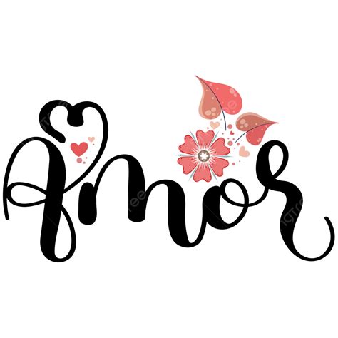 Love Text Lettering With Hearts Flowers Celebration Valentines Day