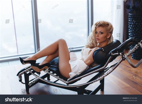Sensual Blonde Woman Sexy Pose Bedroom Stock Photo 667605466 Shutterstock