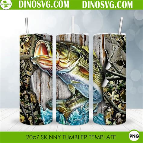 Bass Fishing Tumbler Sublimation Designs PNG DinoSvg