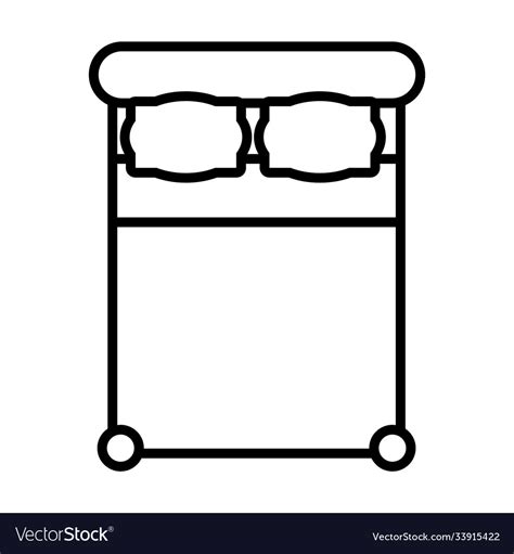 Top view double bed icon line style Royalty Free Vector