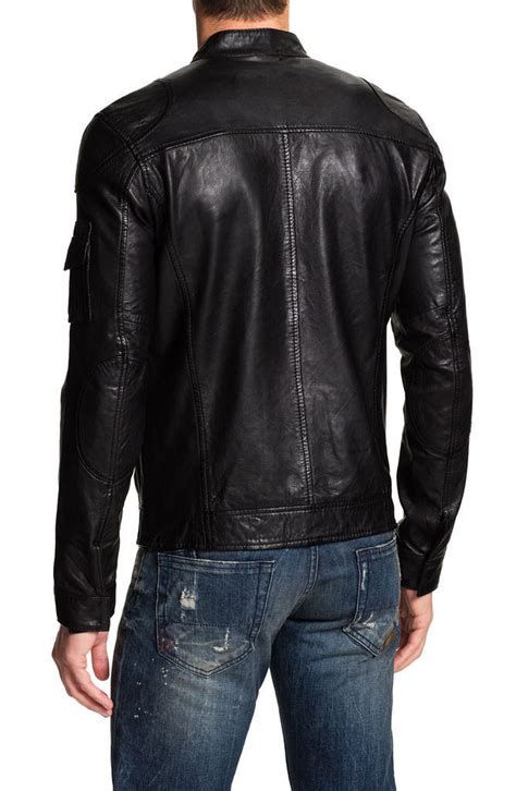 Men S Black Genuine Lambskin Leather Slim Fit Biker Motorcycle Jacket