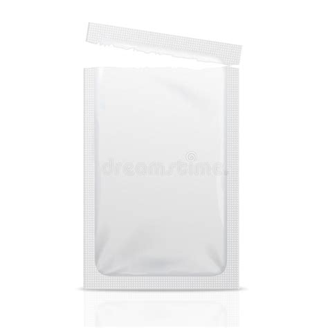 Realistic Detailed D White Disposable Foil Sachet Open Vector Stock