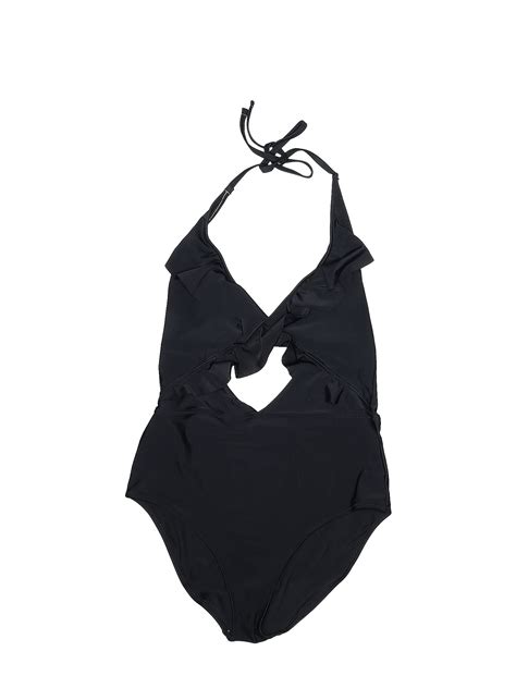 Aerie Solid Black One Piece Swimsuit Size L 47 Off Thredup