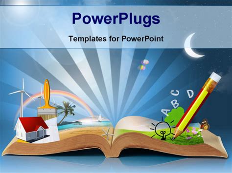 Best PowerPoint Template - magical world of reading - magic book - Background about: education ...