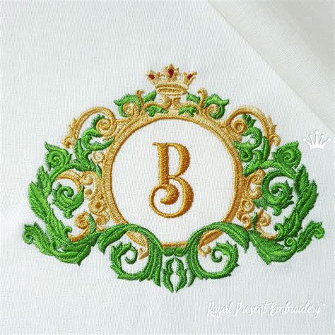 Color Baroque Frame With Crown Machine Embroidery Design Sizes