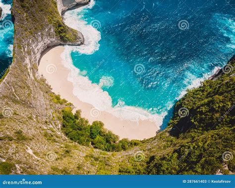 Beliebte Lage Strand Und Felsen Auf Der Insel Nusa Penida Luftbild