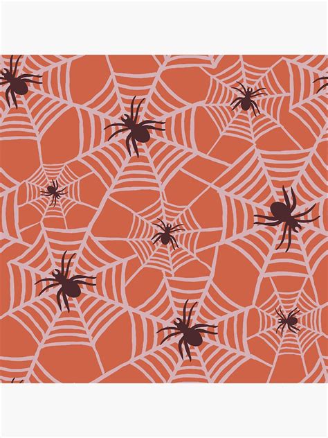 Halloween Spiders And Webs Spooky Seamless Pattern In Orange And Black