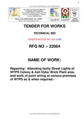 Fillable Online Tender For Works Rfq No Name Of Gseb