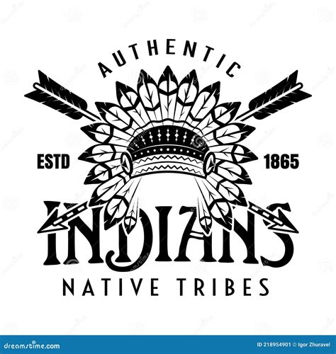 Native American Indians, Apache Tribe Vector Vintage Emblem, Label, Badge Or Logo In Monochrome ...