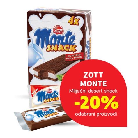 20 na odabrane proizvode mliječnog deserta snack Zott Monte Plodine