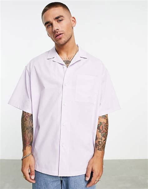 Asos Design Chemise à Revers Oversize Coupe Carrée Lilas Asos