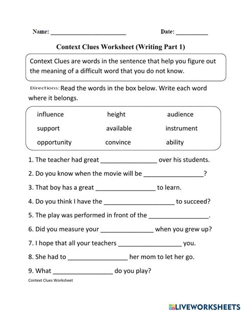 2311961 Context Clues Worksheet Miss Charlie