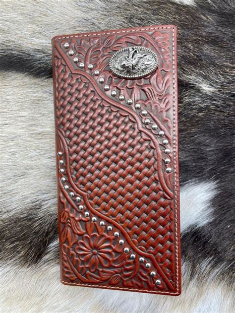 Western Cowboy Wallet Genuine Leather Rodeo Bi Fold Long Wallet For Men