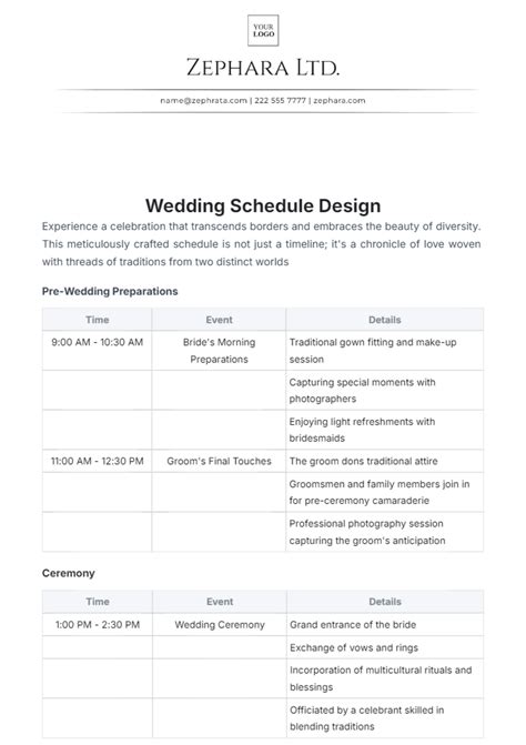 Free Wedding Schedule Design Template - Edit Online & Download ...