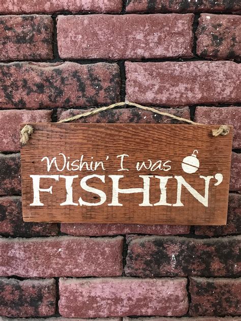 Wishing I Was Fishing Sign Fly Fishing T Barn Wood Sign Etsy