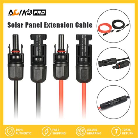 Aumopro 1 Pair Black And Red 10 20 30 Feet 10awg Solar Panel Extension Cable Wire With Mc4 Female