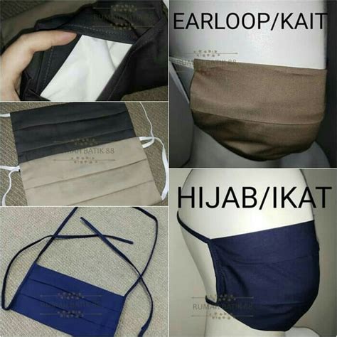 Jual Masker Kain Hijab 3 Lapis 3 Ply Bahan Tebal Kualitas Premium Tali