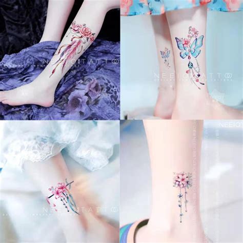 Temporary Tattoo Stickers Rose Flower Feather Jewelry Waterproof