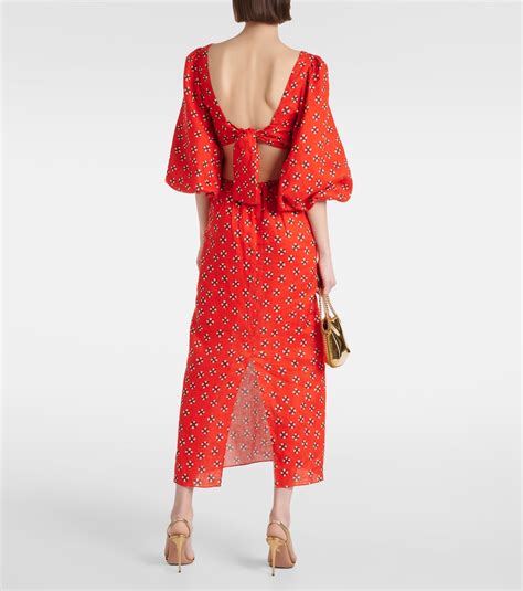 Printed Linen Midi Dress In Red Johanna Ortiz Mytheresa