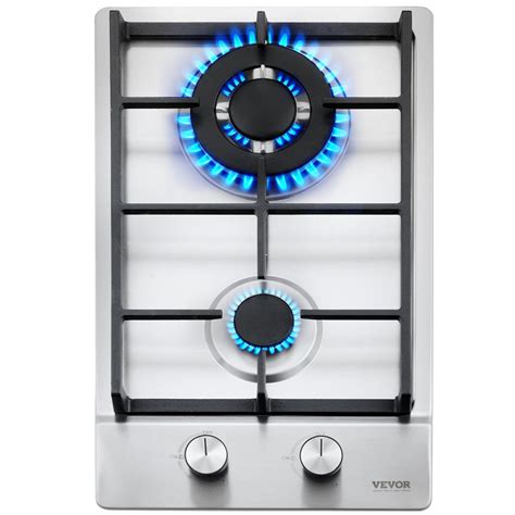 Free Shipping! SKYSHALO 12" Gas Cooktop Stove Top 12250BTU 2 Burners Built-in Stainless Steel ...