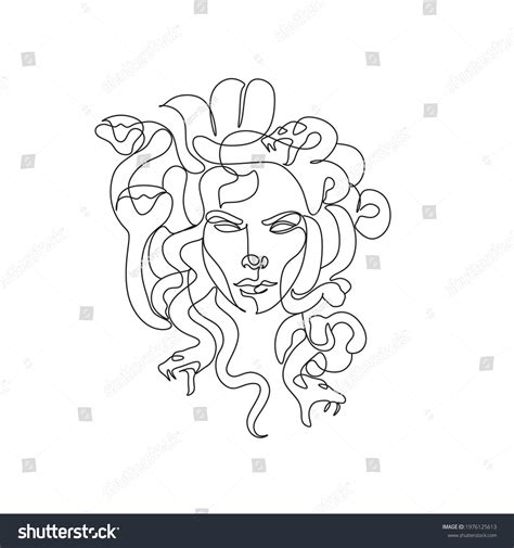 Medusa Head Line Art Vector Drawing Stock Vector (Royalty Free ...