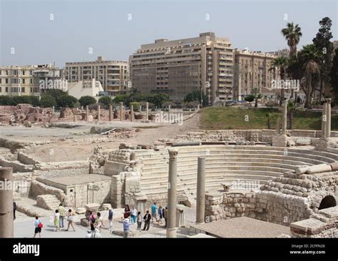 auditorium  site  ancient ruins   roman theater  alexandria