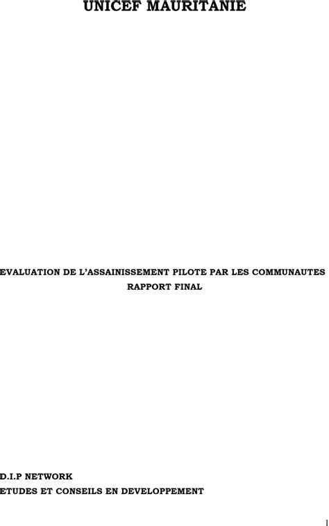 Evaluation De L Assainissement Pilote Par Les Communautes Rapport Final