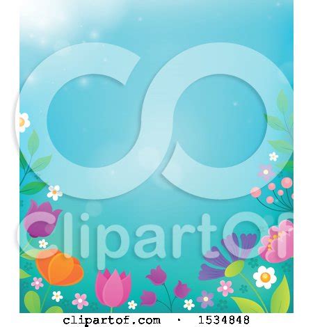 Clipart of a Spring Flower Border - Royalty Free Vector Illustration by ...