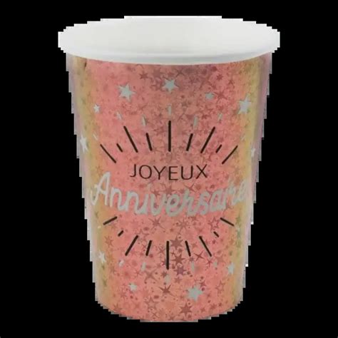 Gobelet Joyeux Anniversaire Or Rose Lot De D Corations Pour