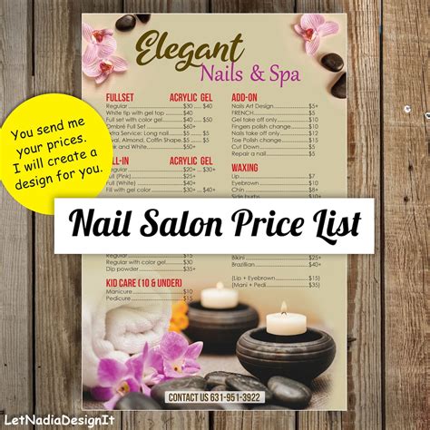 Nail Salon Price List Nail Salon Menu Design Only Etsy Canada