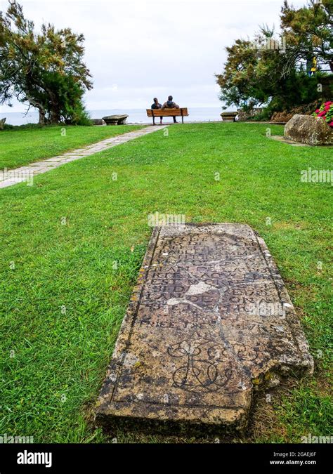 Old Tombstone Near The Sailors Chapel Saint Vaast La Hougue Cotentin