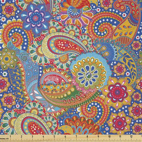 Amazon Lunarable Asian Fabric By The Yard Colorful Paisley Floral