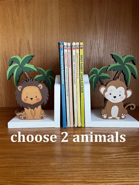 Bookends, Jungle Animal Bookends, Safari Animals, Nursery Decor, Custom ...