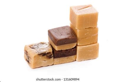 Assortment Various Flavors Fudge On White Stock Photo