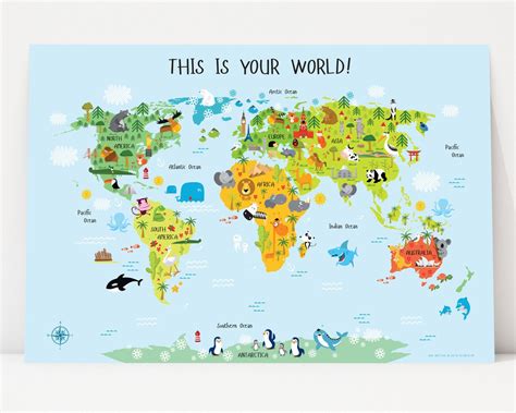 World Map Kids Printable Illustrated Map Of The World For Kids Images