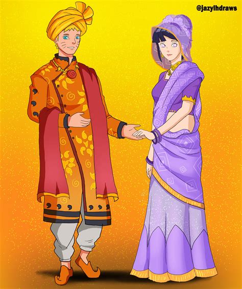 I drew Naruto and Hinata in Indian wedding attire for the first time ...