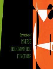 Derivatives of Inverse Trigonometric Functions: Examples & | Course Hero