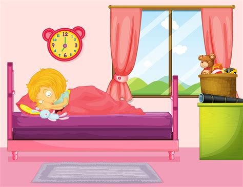 Little Girl Sleeping In Bedroom 447218 Vector Art At Vecteezy