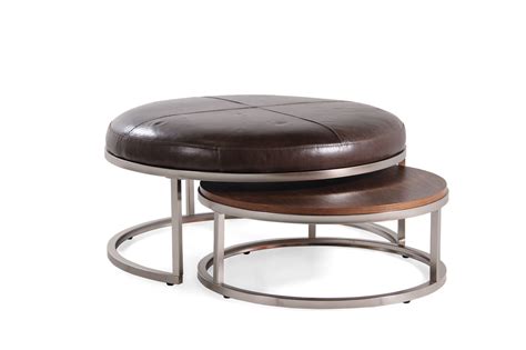 Contemporary 36 Leather Ottoman In Brown Mathis Brothers Furniture