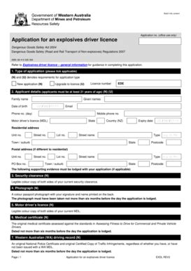 Fillable Online Dmp Wa Gov Application For An Explosives Drivier