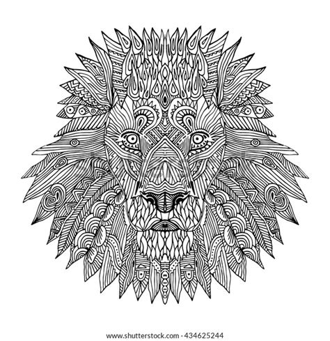 Zentangle Lion Coloring Pages : Hand Drawn Zentangle Lion Head For ...